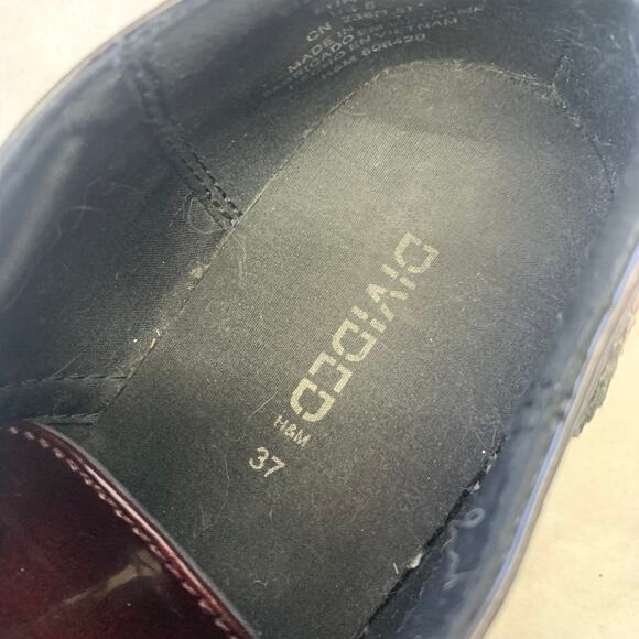 Divided Sz 6 Y2K Deep Red Maroon Chunky Derby Oxford Wide Heel Academia Shoes - Picture 10 of 10